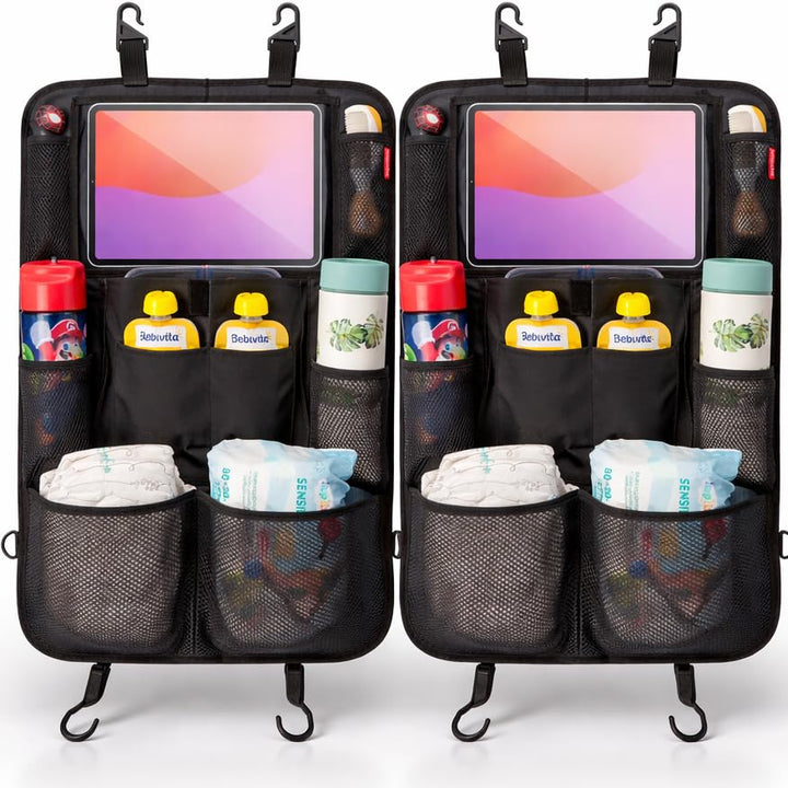 HerzensKind Rückenlehnenschutz und Organizer. Auto Organizer mit extra grossem 13" Tabletfach und 9