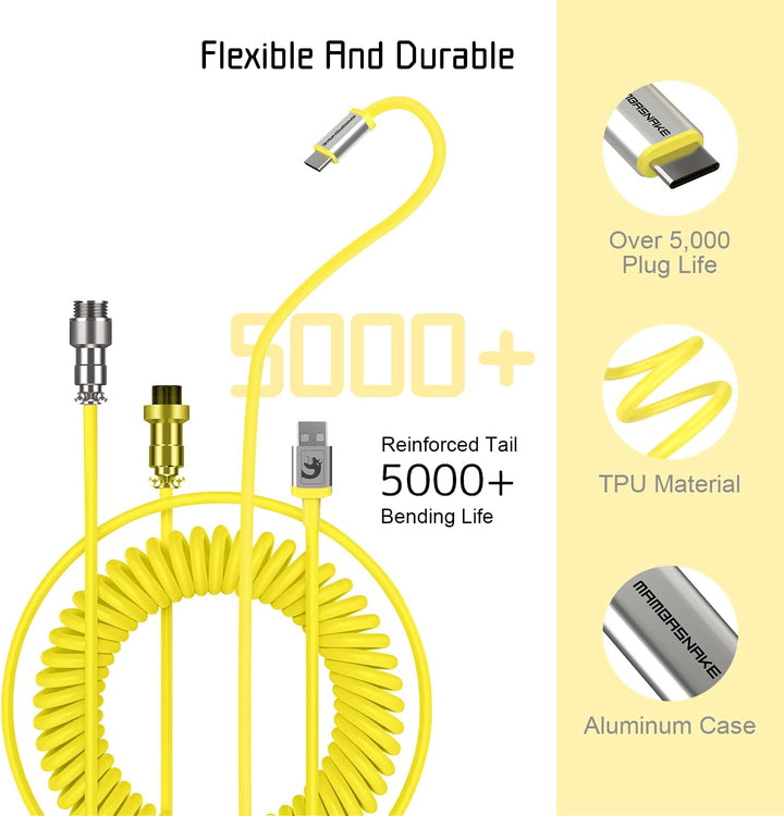 XINMENG X MAMBASNAKE C01 Spiral-Tastaturkabel, Typ-C auf USB-A HyperSpeed-Leitung mit 8KHz-Rücklaufr