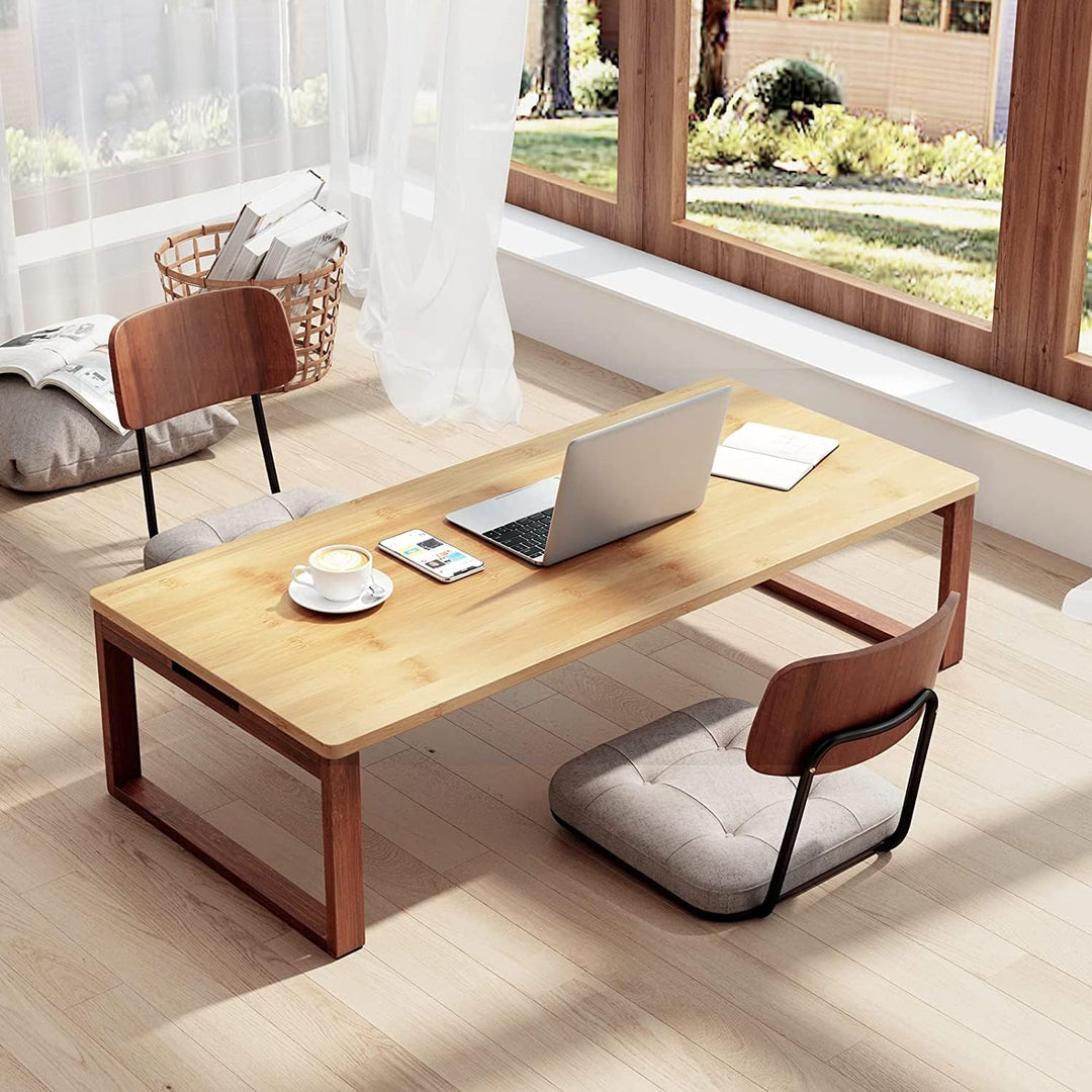 SogesHome Bambus Beistelltisch Couchtisch Kaffeetisch Klappbarer Niedriger Zen Teetisch Bodentisch T