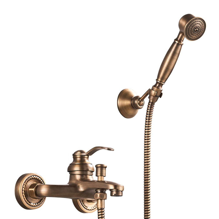 HomeLava Badewannenarmatur Wannenarmatur Retro Messing Badewanne Mischbatterie mit Handbrause und ma