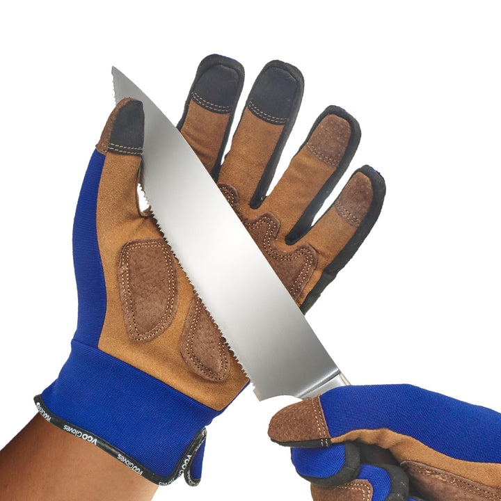 Vgo... 1 Paar Schnittfeste Handschuhe, Sicherheitsleder-Arbeitshandschuhe, Mechaniker-Handschuhe, HP
