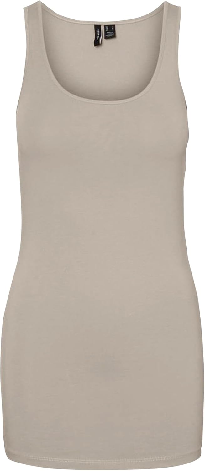 VERO MODA Damen VMMAXI My Soft Long Tank TOP GA S 3er Pack (Mesa Rose, White Alyssum, Chateau Gray),