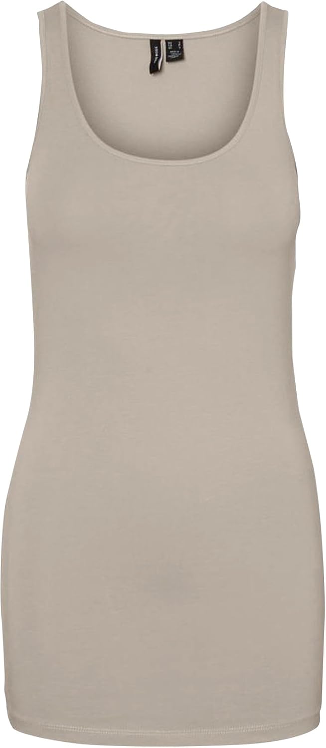 VERO MODA Damen VMMAXI My Soft Long Tank TOP GA S 3er Pack (Mesa Rose, White Alyssum, Chateau Gray),