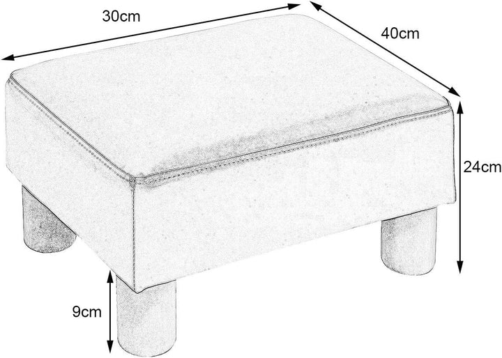 COSTWAY Kleiner Fusshocker, Hocker aus PU, rechteckiger Sitzhocker mit gepolstertem Sitz, Fussbank F