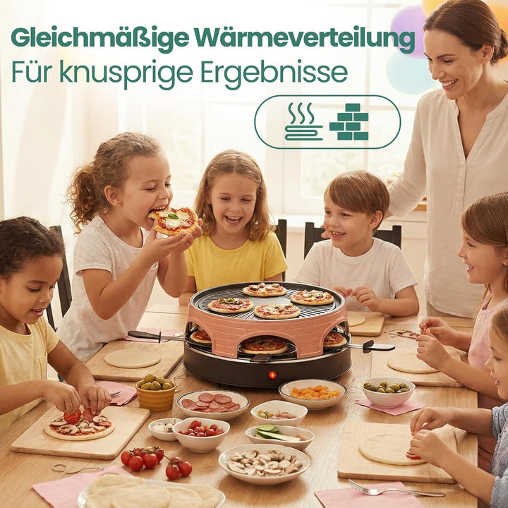 Emerio Pizzaofen, PIZZARETTE das Original, 3 in 1 Pizza-Raclette-Grill, patentiertes Design, für Min