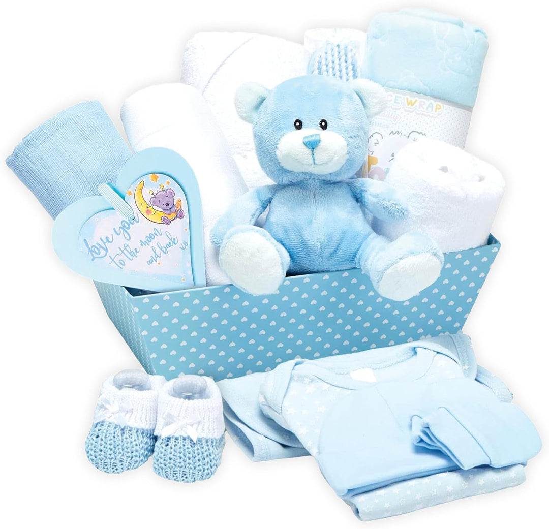 Baby Box Shop – 14 Babygeschenke zur Geburt Junge, ideal für Babypartys, Geschenke für Babypartys, m