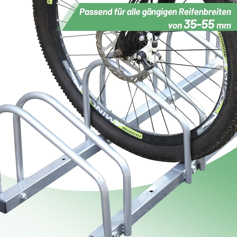 Ansobea Fahrradständer für 5 Fahrräder 35-55 mm Reifenbreite,Fahrradständer Boden,Fahrrad Ständer Ei