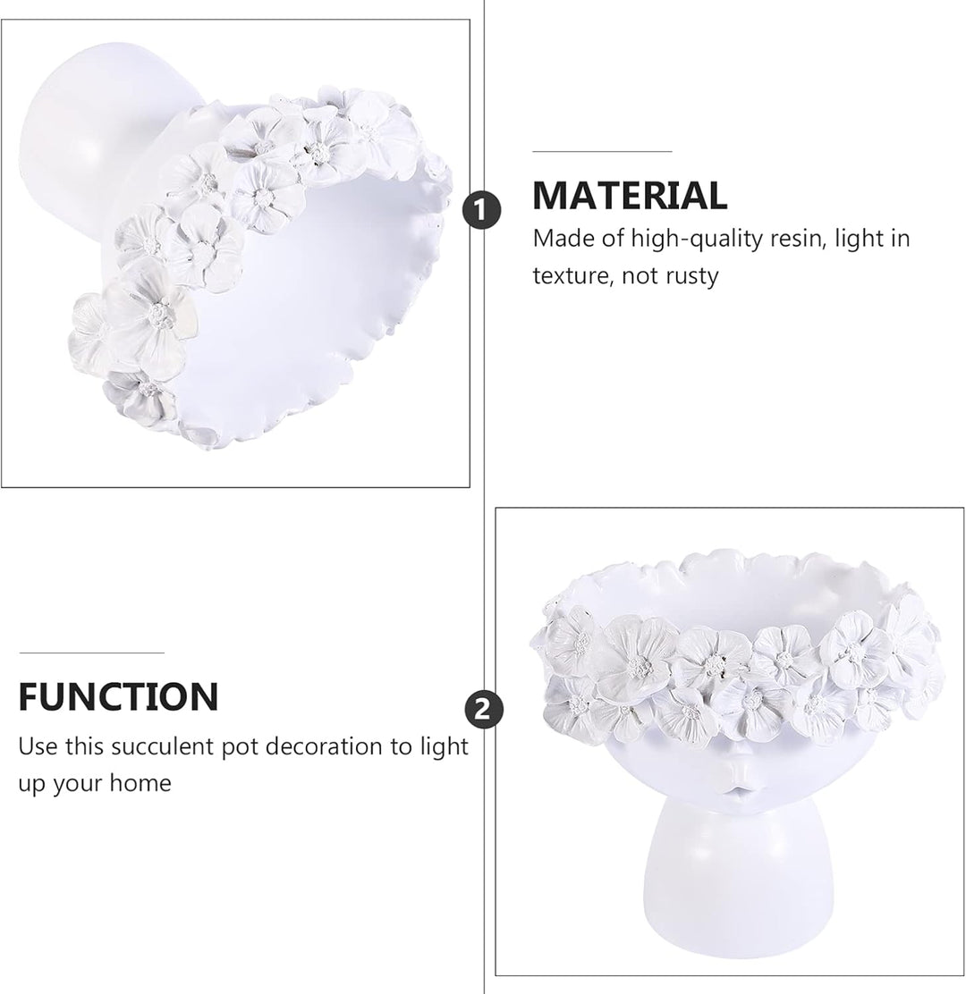 Cabilock Frau Gesicht Blumentopf Harz Blumenvase Kaktus Sukkulenten Topf Statue Skulptur Vase Kopf P