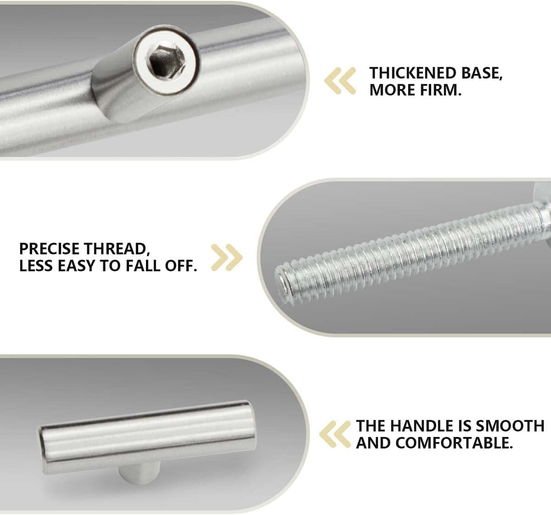 Bwintech 24 Pcs 50MM gebürstetes Nickel Schrank Pull Griffe Küche T Bar Griffe, Edelstahl, Ideal für