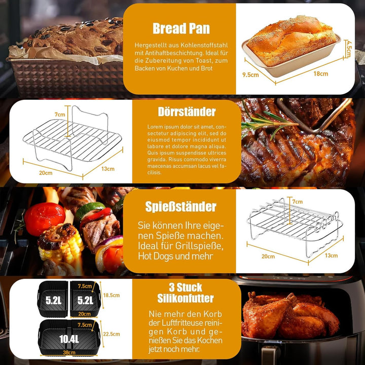 Heissluftfritteuse Zubehör, Airfryer Zubehör für Ninja Foodi Flexdrawer AF500EU 10,4L Air Fryer Sili