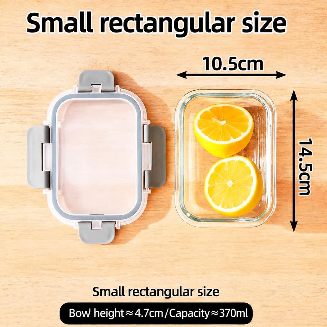 Glas Frischhaltedosen Set & Meal Prep Boxen, 5x370ml Borosilikatglas Behälter mit BPA-freiem Deckel,