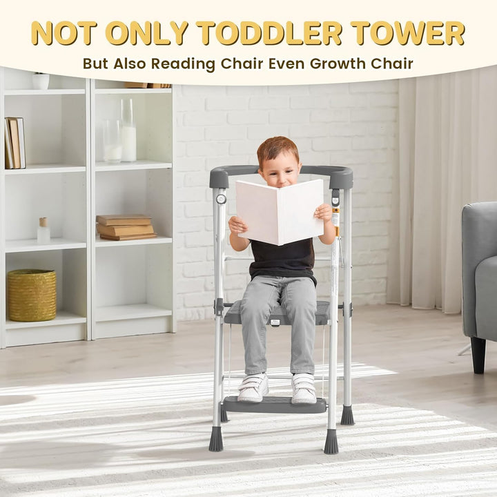 HBTower Lernturm Tower für Kinder, mit Kippschutz & Anti-Rutsch, mit Einer fallsicheren Stange, Leic