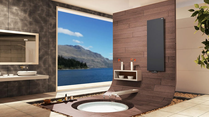 BADHEIZKÖRPER Design Mirror Steel 2 120x47cm 799 W anthrazit SZAGATO Handtuchwärmer Handtuchtrockner