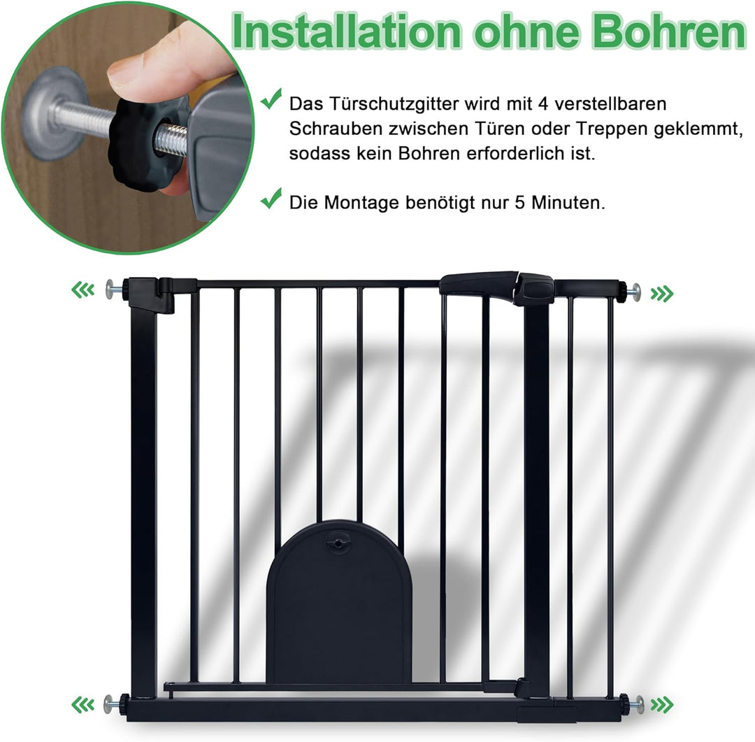 UISEBRT Treppenschutzgitter Türschutzgitter Ohne Bohren Treppengitter mit Katzentür Haustiertür, für
