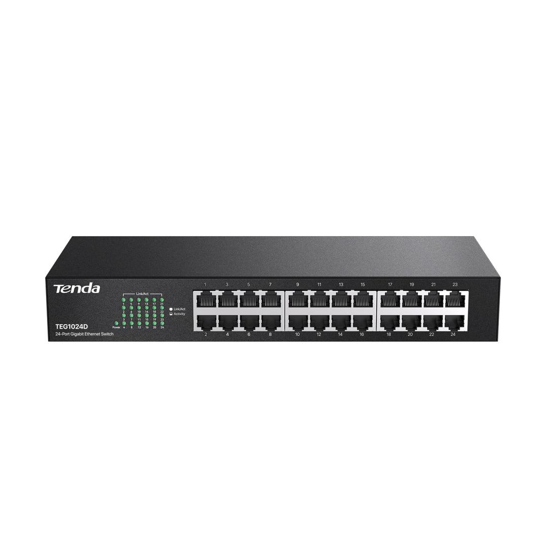 Tenda TEG1024D 24 Port Switch 19 Zoll Rackeinbau Gigabit Switch (Plug-and-Play, 48 Gbit/s Switching-