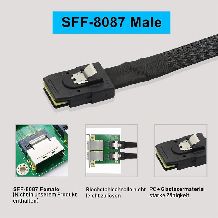GINTOOYUN Mini SAS auf SAS Kabel 36 Pin SFF-8087 auf 4 SFF-8482 29 Pin Kabel mit SATA Power für SAS