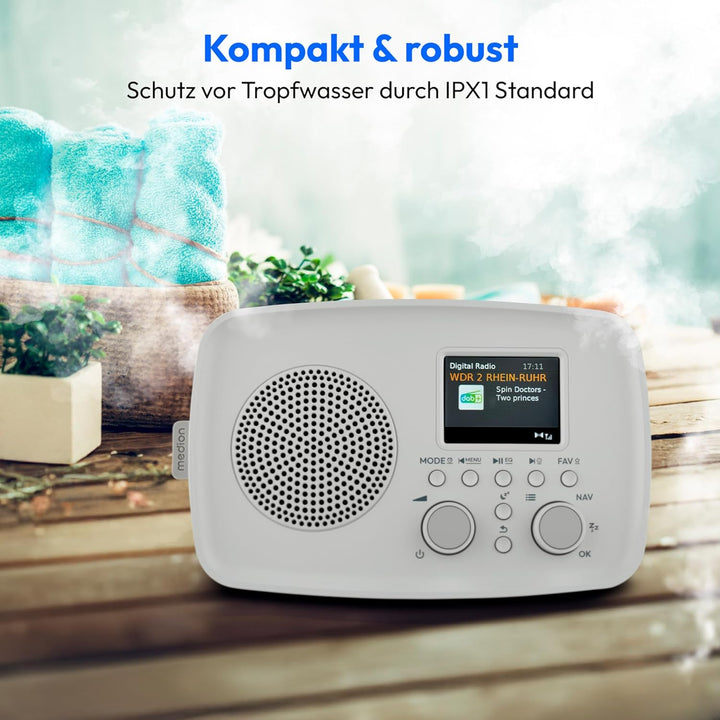 MEDION DAB+ Radio mit Bluetooth DRE-1 (DAB Plus, UKW Radio, Tropfwasserschutz, Teleskopantenne, Weck