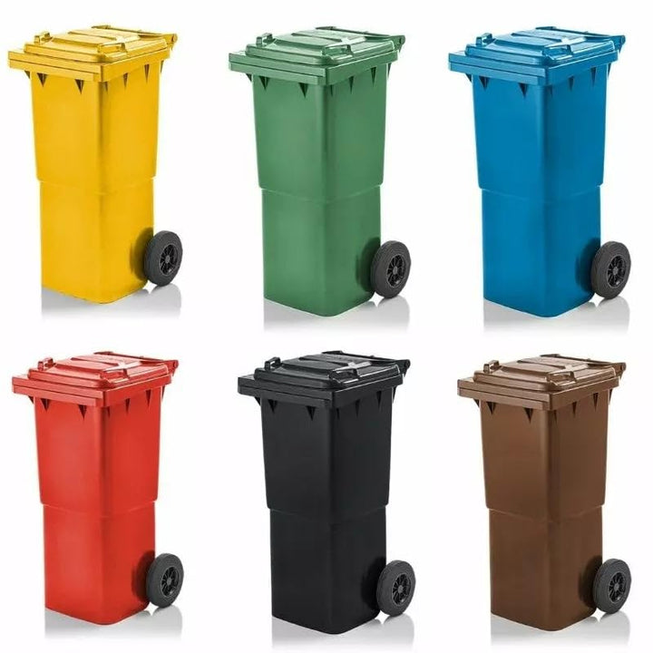 Mülltonne 60L mit Deckel und Rädern | Robuster Abfallbehälter aus HDPE | EN 840 Zertifiziert | UV-be