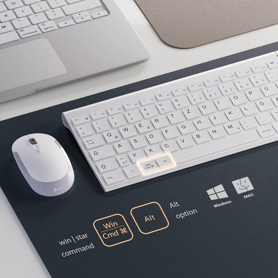 2.4G Maus Set kabellos, iclever Aluminium Wireless Slim Tastatur QWERTZ Layout (Deutsch), für Comput