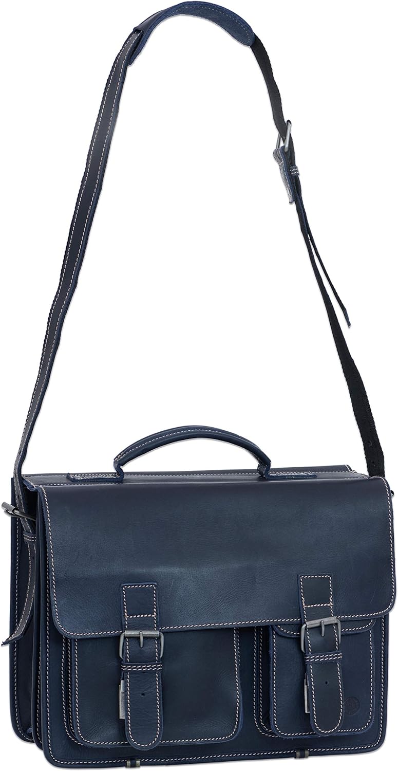 Greenburry Aktentasche Leder 39 cm Blau, Blau