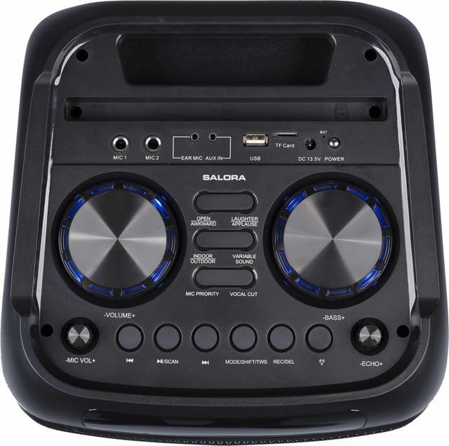 Salora PARTYBOX400 Bluetooth-Lautsprecher –Tragbarer 400W Party Lautsprecher mit 2×10" Woofern, LED-