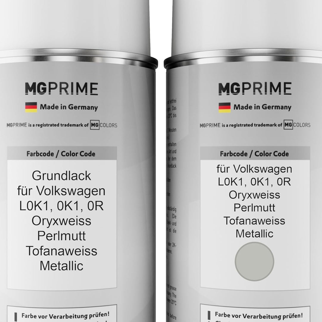 Autolack Sprühdosen Set für Volkswagen VW L0K1 / 0R Oryxweiss Perlmutt/Tofanaweiss Metallic Grundlac
