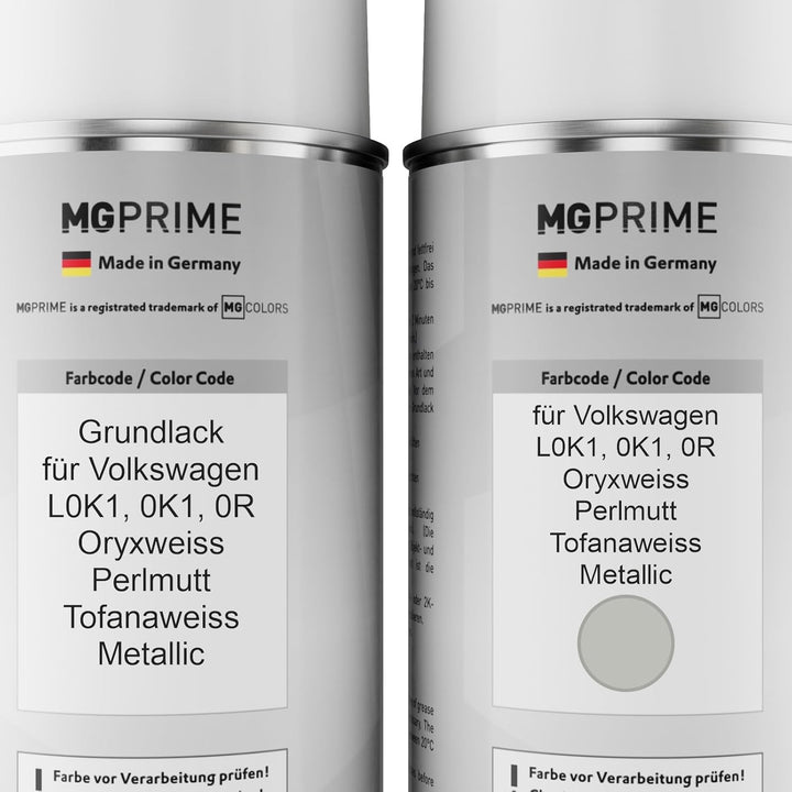 Autolack Sprühdosen Set für Volkswagen VW L0K1 / 0R Oryxweiss Perlmutt/Tofanaweiss Metallic Grundlac