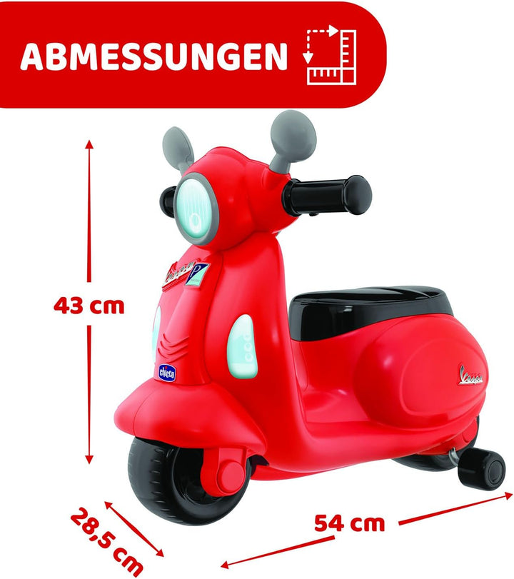 Chicco Motorrad Rutscher für Kinder Vespa Primavera, Kinderfahrzeug mit Elektronischem Bedienfeld, L