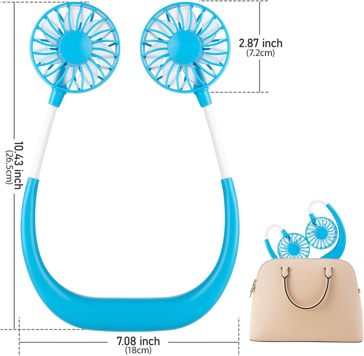BOSONER Nackenventilator Hals Ventilator Tragbarer: 2000mAh Halsventilatoren mit USB Leise Portable