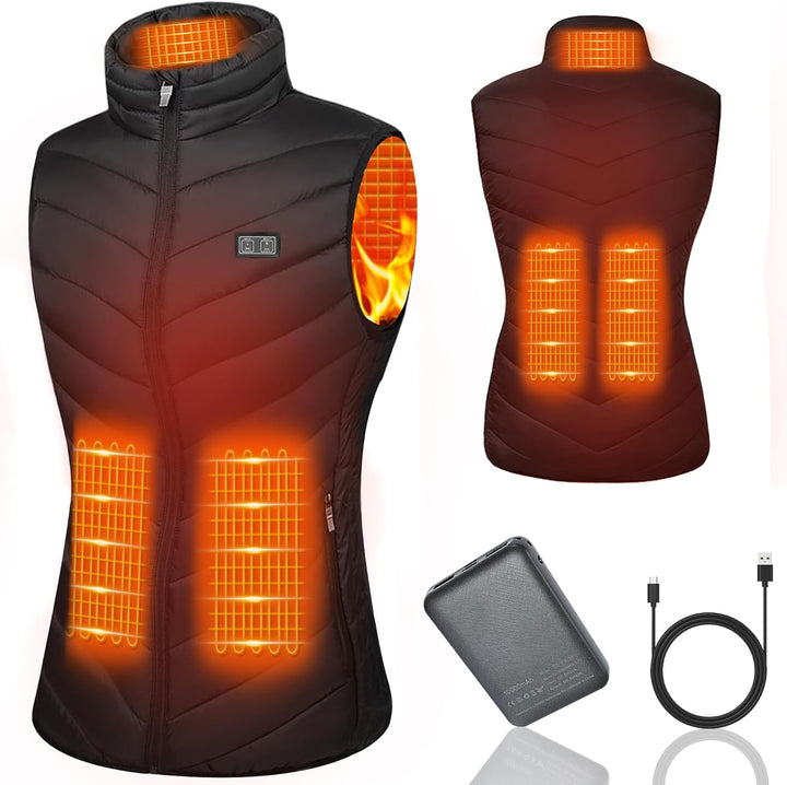 Beheizbare Weste für Herren Damen,Elektrische USB Heizwesten Mit 5V 10000 mAh Akku, Winter Warme Jac