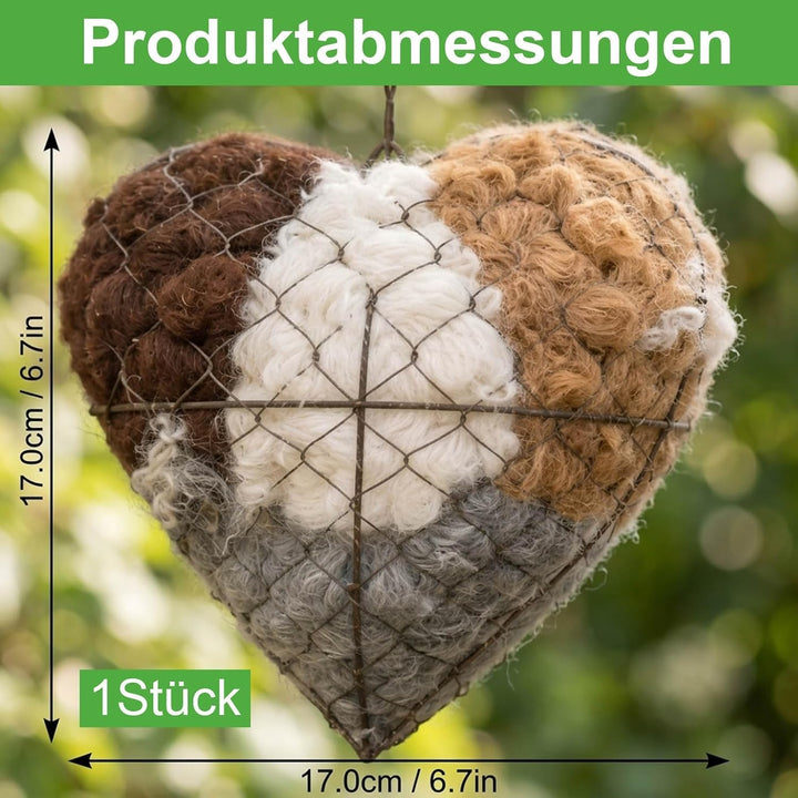Herzförmiges Vogelnest, Naturfasermaterial, Vogelnestfüllung, handgefertigte Windschutz im Freien, 1