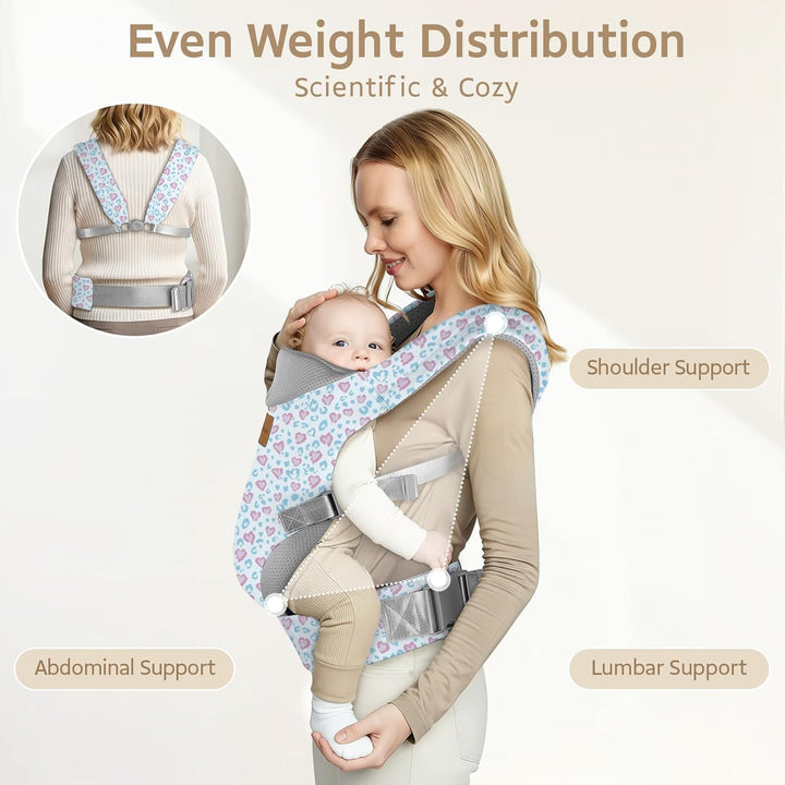 Babytrage Neugeborene ab Geburt,Ergonomische Gemütlich Leichtgewichtig Baby Carrier mit Nackenstütze