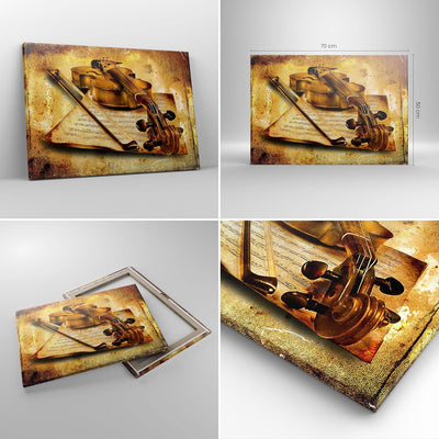 Bilder auf Leinwand Violine Instrument Notizen Leinwandbild 70x50cm Wandbilder Dekoration Wohnzimmer