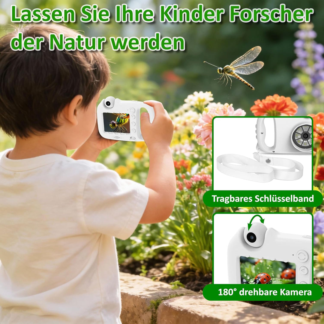 Kinder Mikroskop Kamera 48MP Digitalkamera mit 100x Vergrösserung HD Display Videoaufnahme Zoom Lern