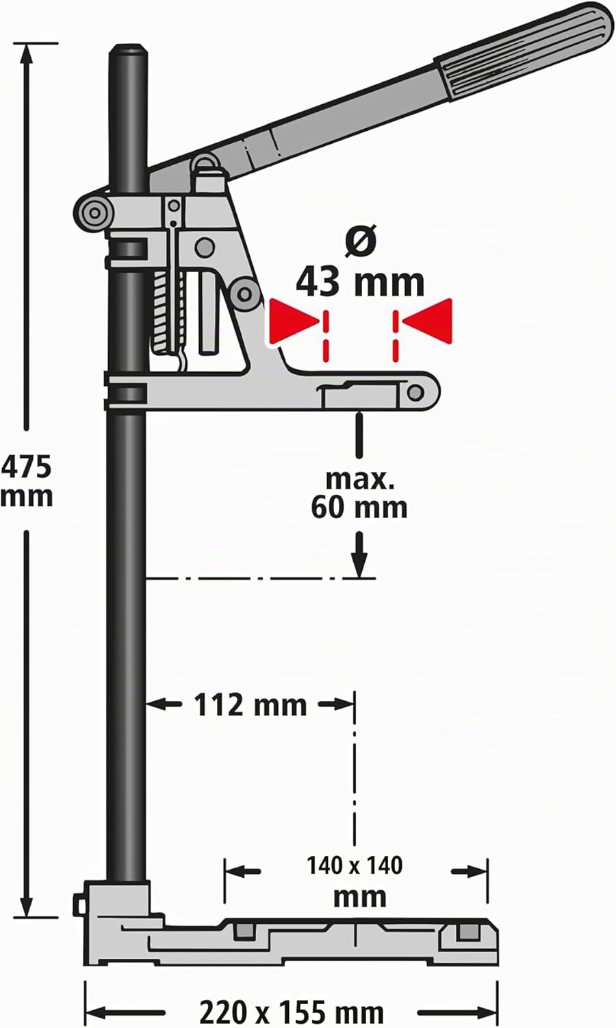 wolfcraft 3406301 Bohrständer mit Schraubstock, Bohrständer mit Schraubstock