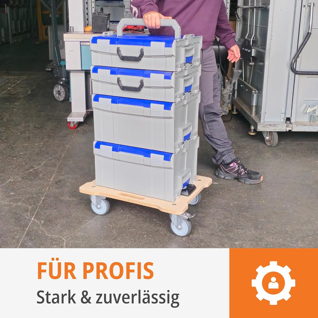 WFIX Work System Base Rollbrett für L-BOXX Systeme - Hochleistungs-Transportroller Holz Birke-Multip