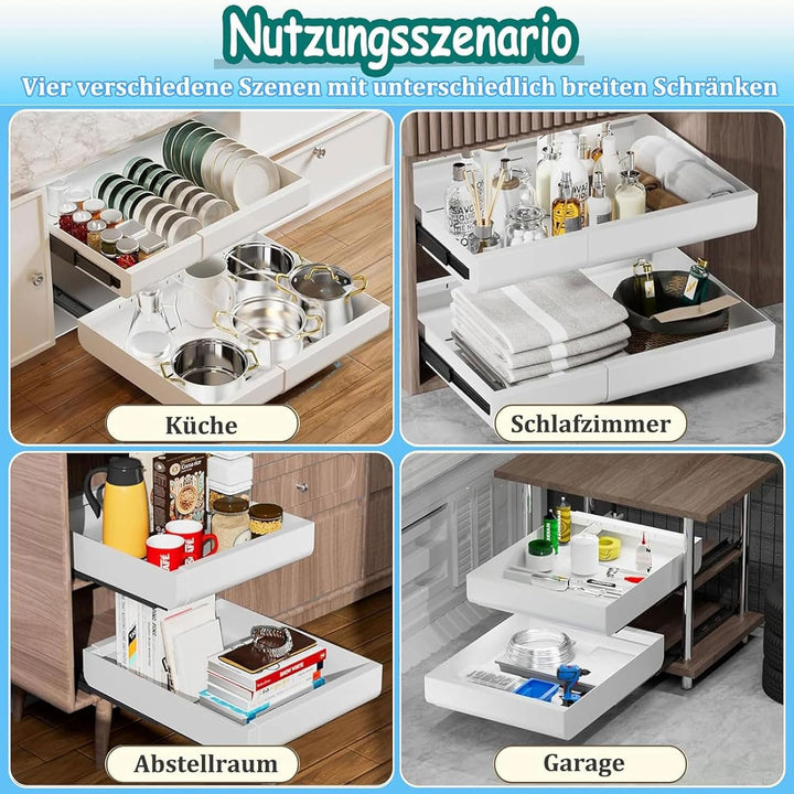 2-Stück Teleskopschublade Ausziehbar Schublade: 42cm Küchenschrank Schubladenauszug Slide Out Schran