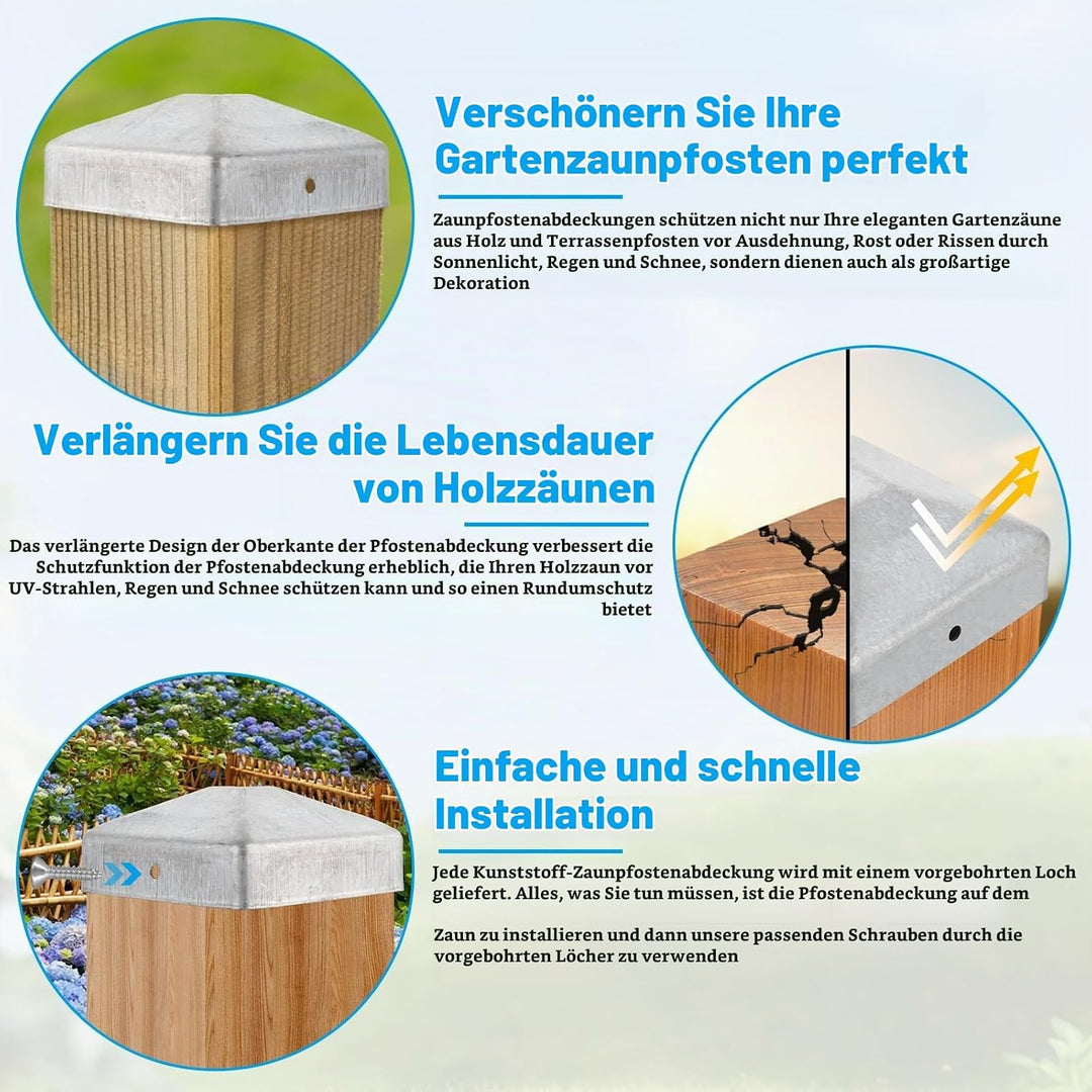 24 Stück Pfostenkappe 7x7 cm, Edelstahl Pfostenkappen, Zaunpfosten Kappen, Pfostenkappe Quadratisch,