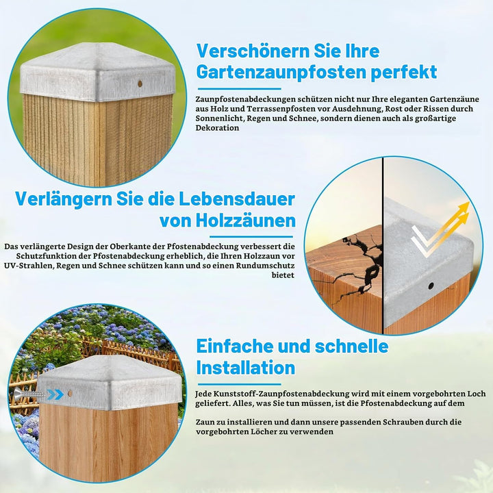 24 Stück Pfostenkappe 7x7 cm, Edelstahl Pfostenkappen, Zaunpfosten Kappen, Pfostenkappe Quadratisch,