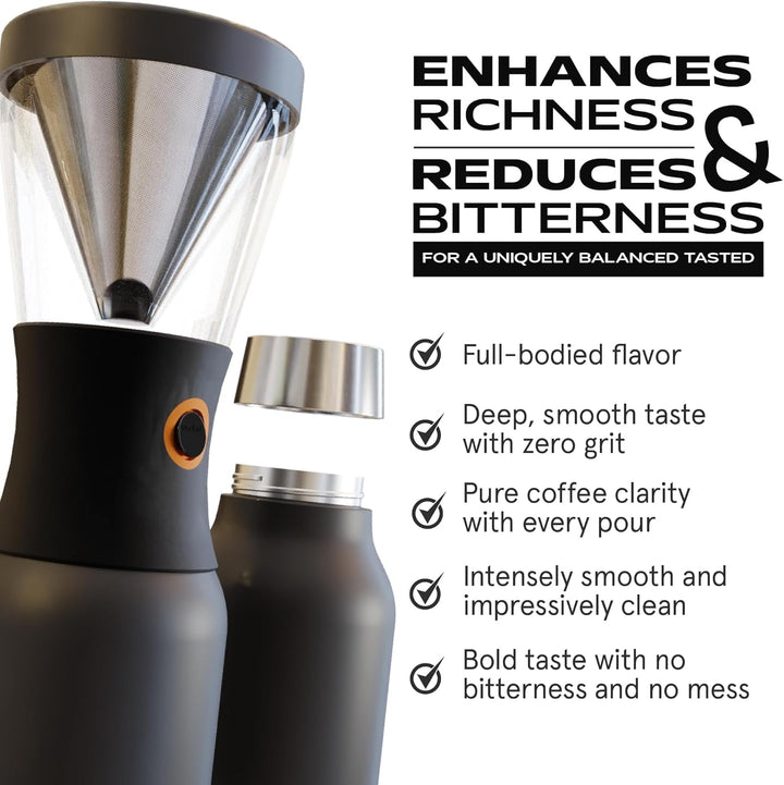 Asobu - Cold Brew Kaffeebereiter | Teebereiter to go mit Sieb schwarz, 50