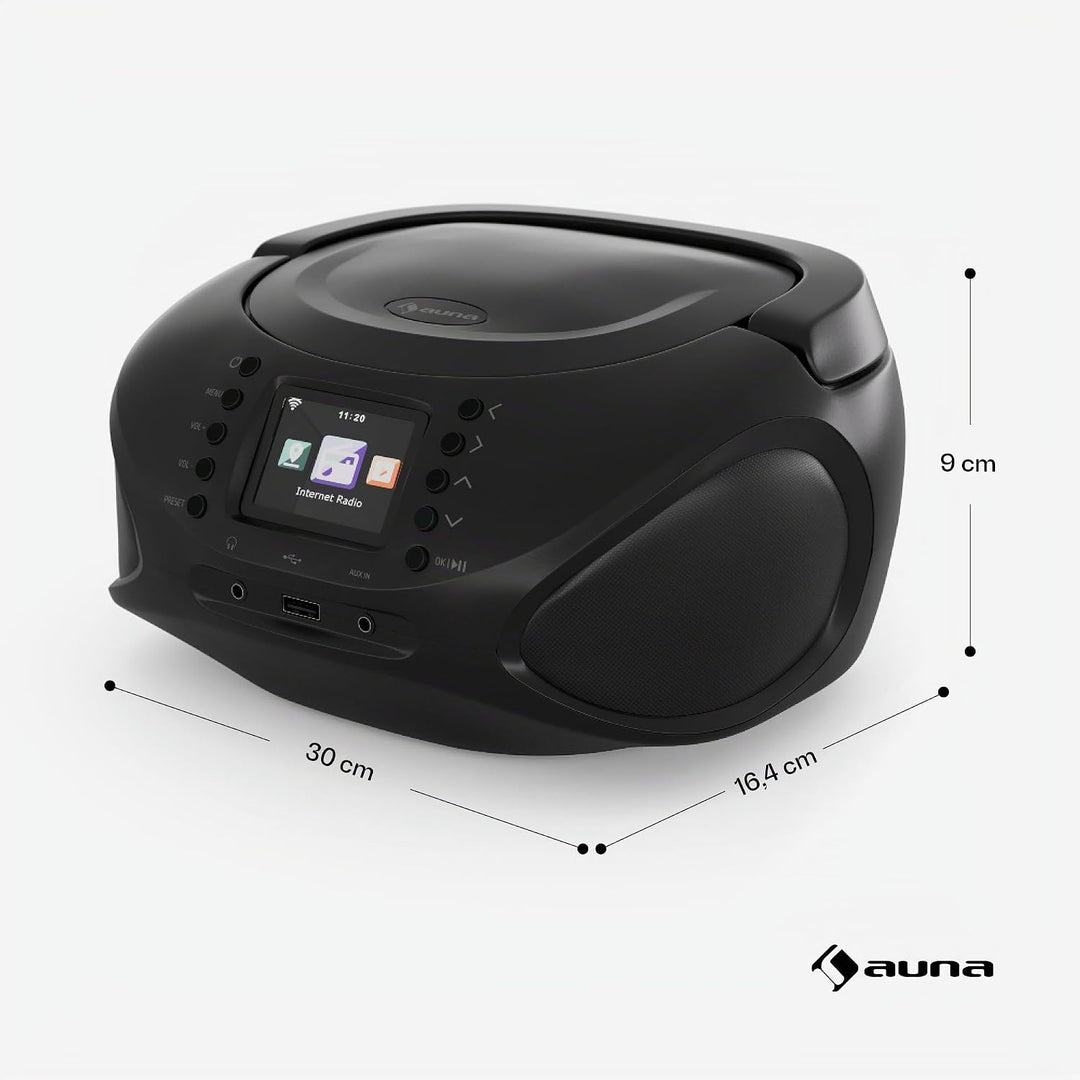 auna Roadie Smart CD-Player Tragbar – Bluetooth-Boombox Mit Dab+/Fm/Internet-Radio, CD/Mp3-Player, 2
