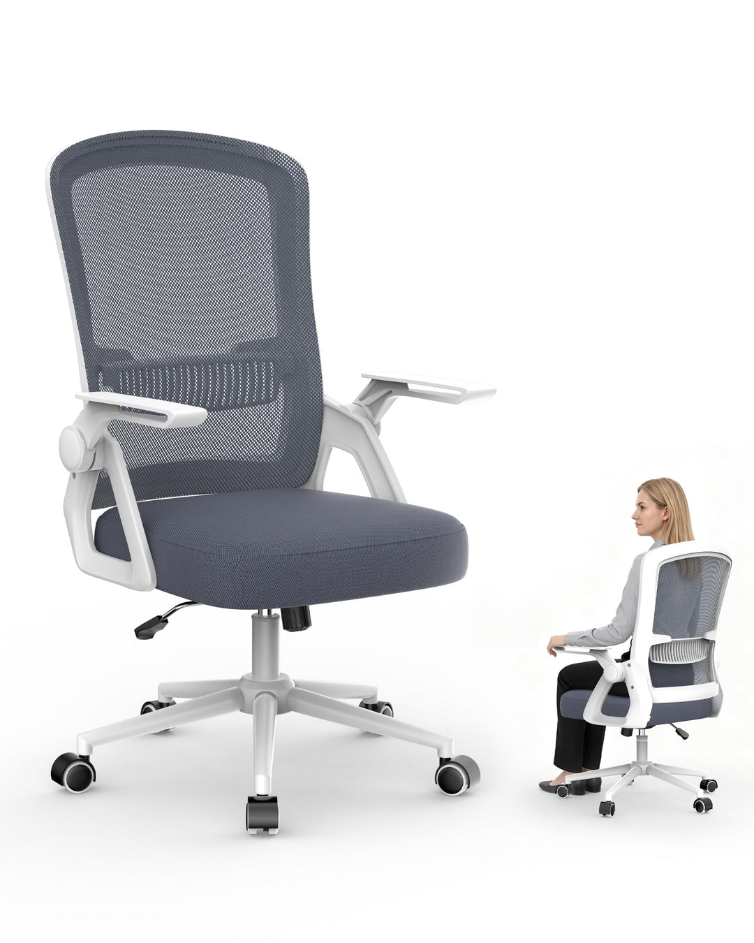 rattantree Schreibtischstuhl Ergonomischer Hellgrau für Zuhause Büro Hellgrau Ohne Kopfstütze, Hellg