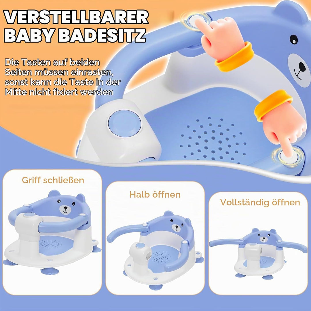 Badewannensitz Baby ab 6-24 monate Badesitz Baby mit 4 Starken Saugnäpfen Ergonomisch Rückenlehne un