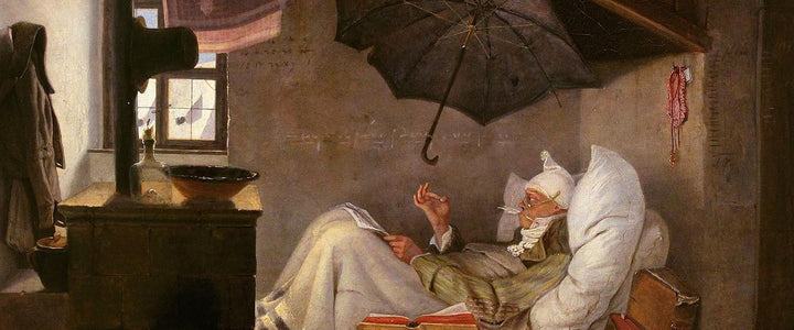 Pixxprint Glasbild Panorama, Wandbild aus Echtglas, Carl Spitzweg - Der arme Poet, 100x40 cm, inkl.