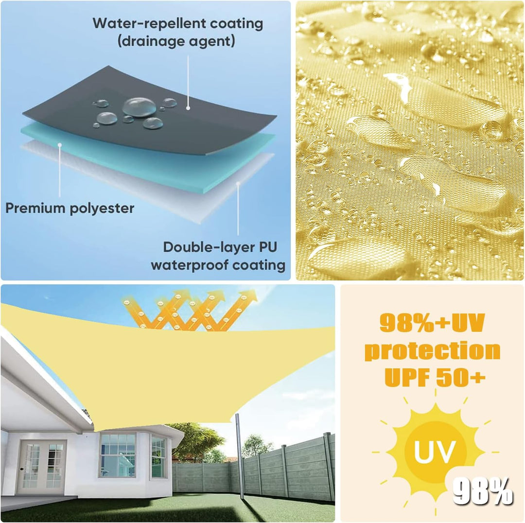 MENGH Sonnensegel Wasserdicht Dreieck, wetterbeständig, Premium Polyester, Viele Längen und Breiten
