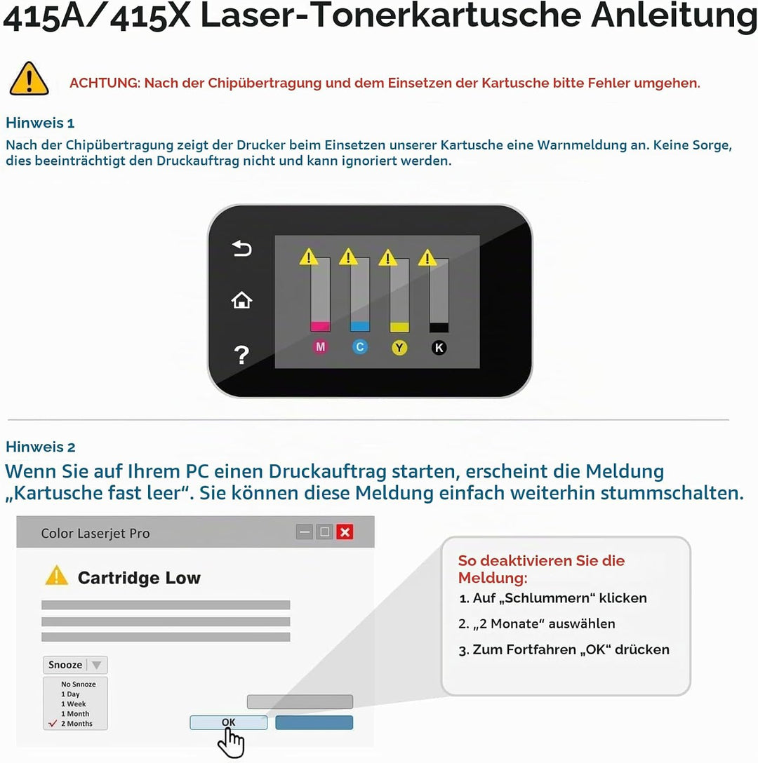 Cool Toner Kompatible für HP 415A 415X Multipack Tonerkartusche Ersatz für W2030A W2030X W2031A W203