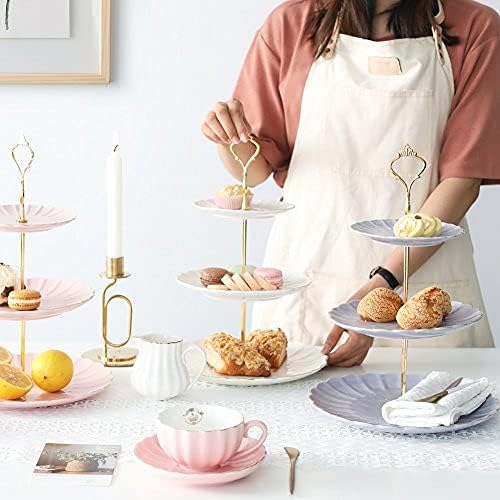Sweejar Home 3-stöckiger Keramik-Kuchenständer, abgestufter Hochzeits-Dessert-Cupcake-Ständer für Te