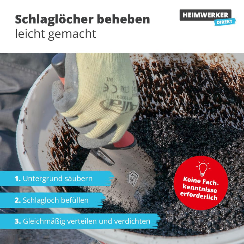 25 kg Alfa Reparaturasphalt Profi-Qualität Kaltasphalt Körnung 0 bis 5 mm zur Ausbesserung von Schla