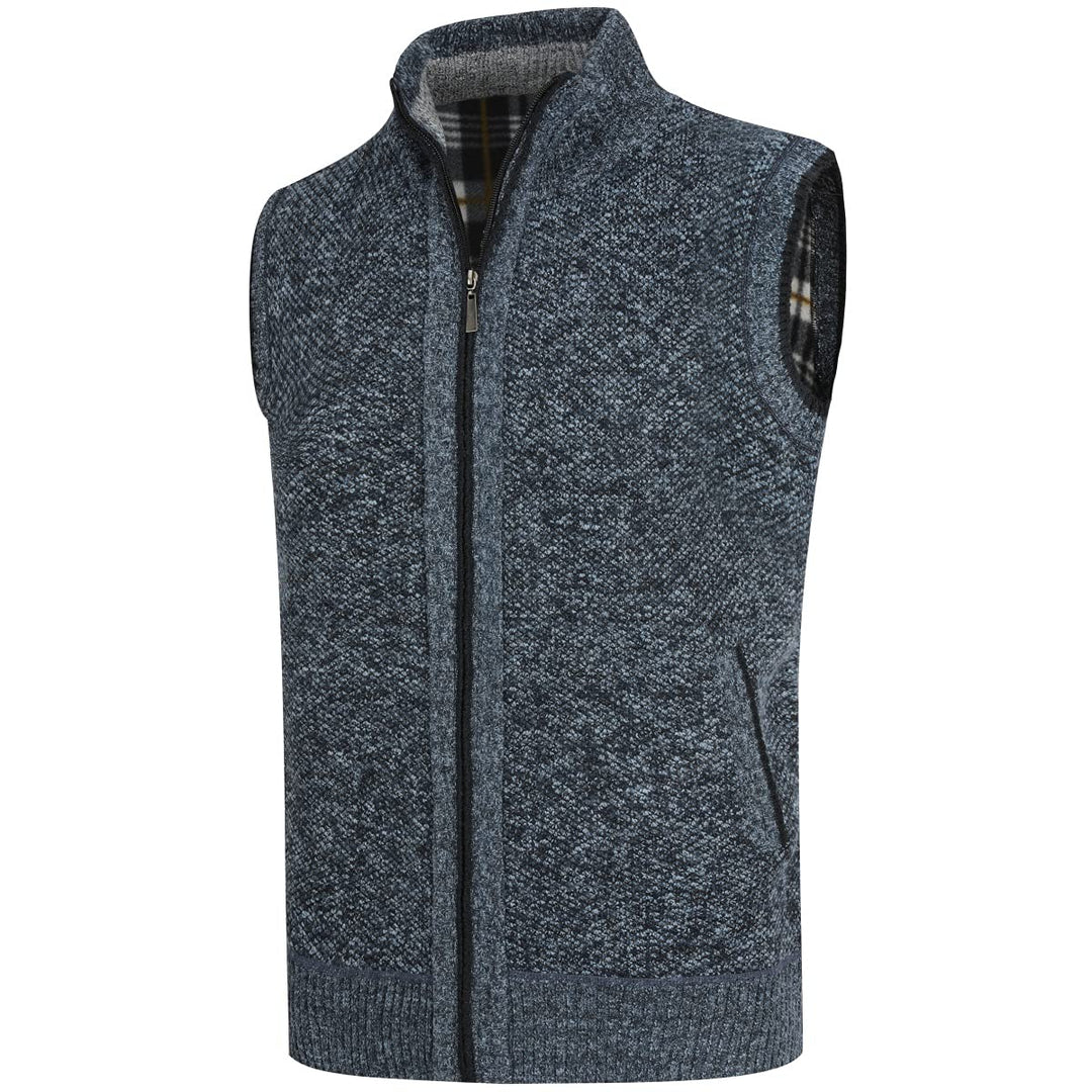 YOUTHUP Herren Weste Fleece Fütterung Winter Frühling Strickjacke Ärmellose Fleecejacke Stehkragen S