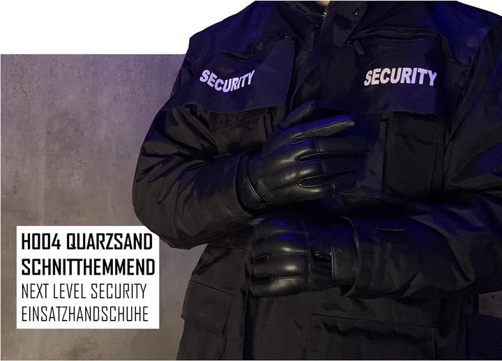 TacFirst SECURITY Quarzhandschuhe H004, schnitthemmende Quarz-Sand echtleder Security Handschuhe L (